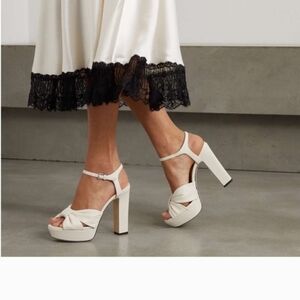 Jimmy Choo Cream Block Heel Sandals